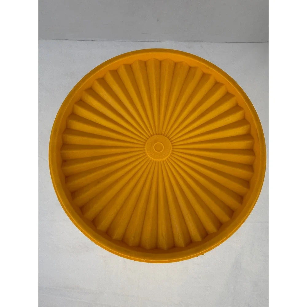 Vintage‎ Tupperware Servalier Canister Yellow Sunburst Lid Floral 1339-3 1205-4